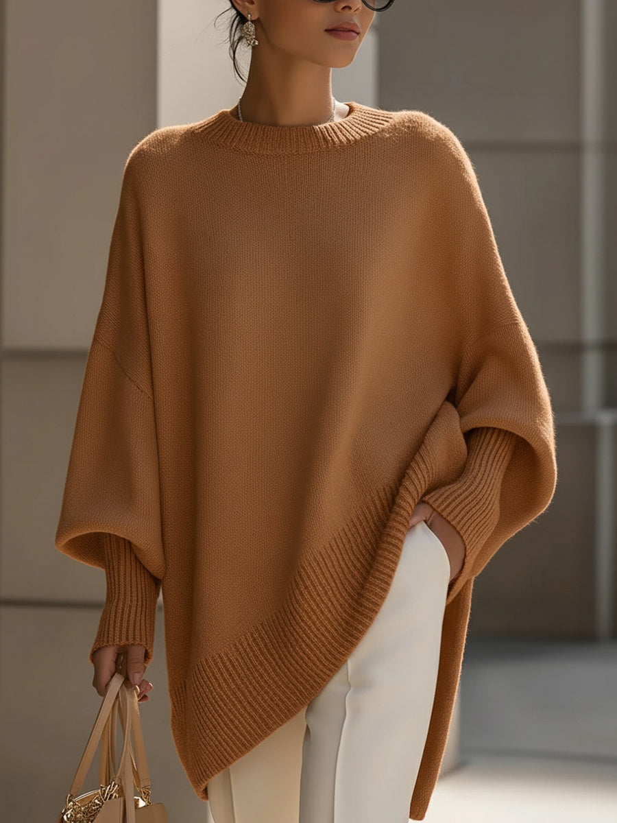 Draped Oversized Wide-Neck Sweater