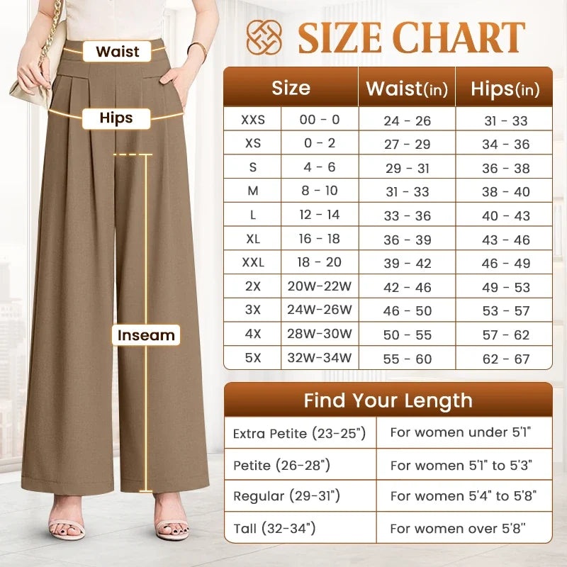 FlowyCharm - Drapey Soft Elegant High-Waisted Wide-Leg Pants.