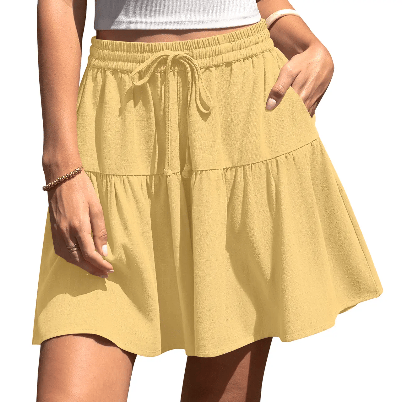 🔥Women's High Waist Drawstring Tiered Skort