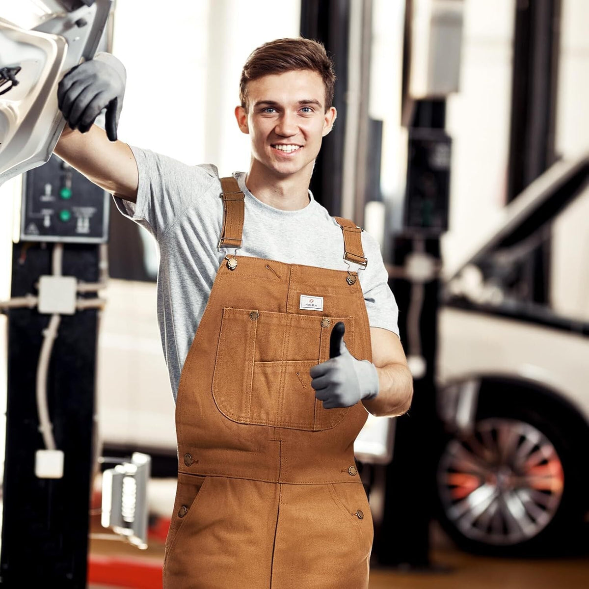 💝💝Last Day Promotion🔥Men's Denim Bib Overalls, Workwear with Adjustable Straps and Convenient Tool Pockets