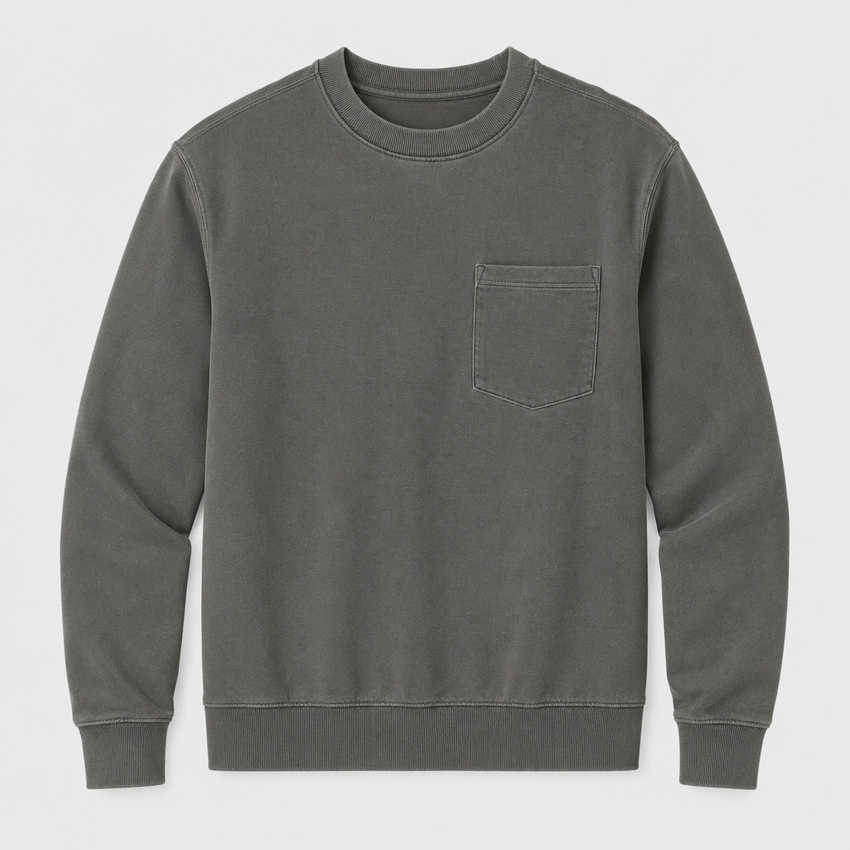 Vintage Washed Unisex Pocket Crewneck Sweatshirt