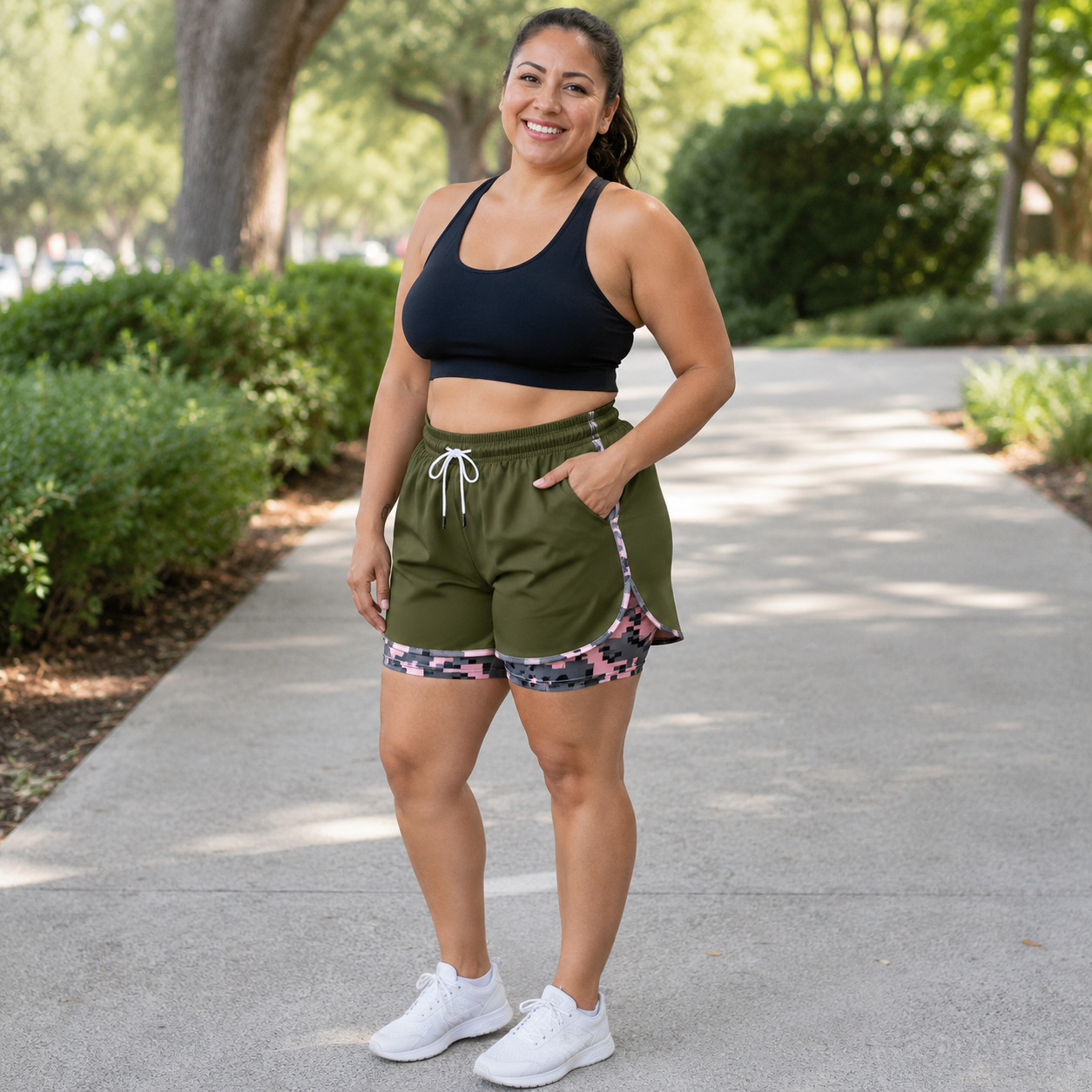 Women’s casual athletic shorts with pockets(1)