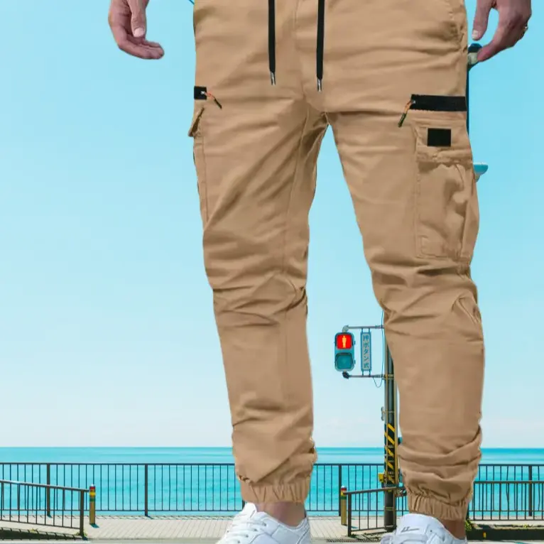 Men’s outdoor cargo pants American casual straight-leg tapered harem long pants