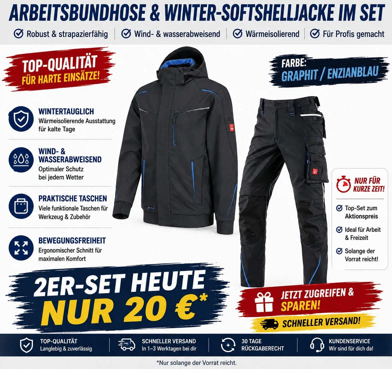 Offizieller Markenshop-Softshelljacke Bundhose Set