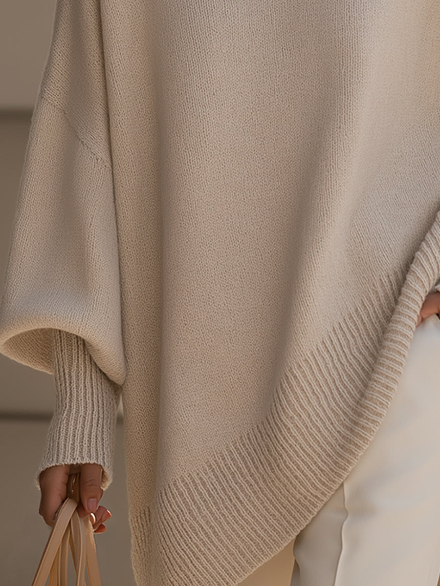 Draped Oversized Wide-Neck Sweater