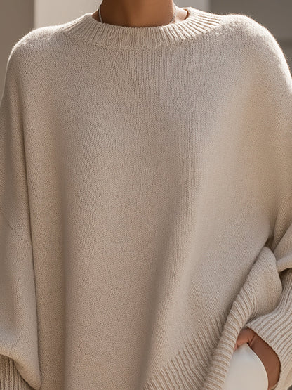 Draped Oversized Wide-Neck Sweater