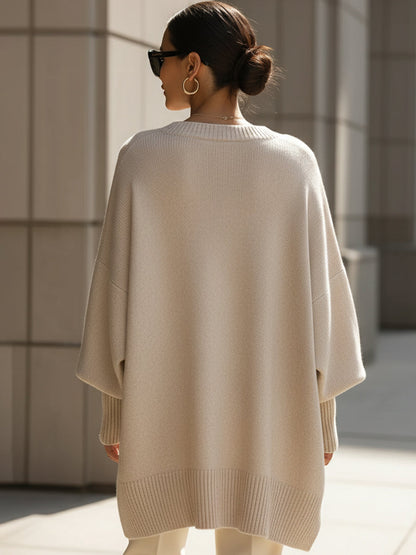 Draped Oversized Wide-Neck Sweater