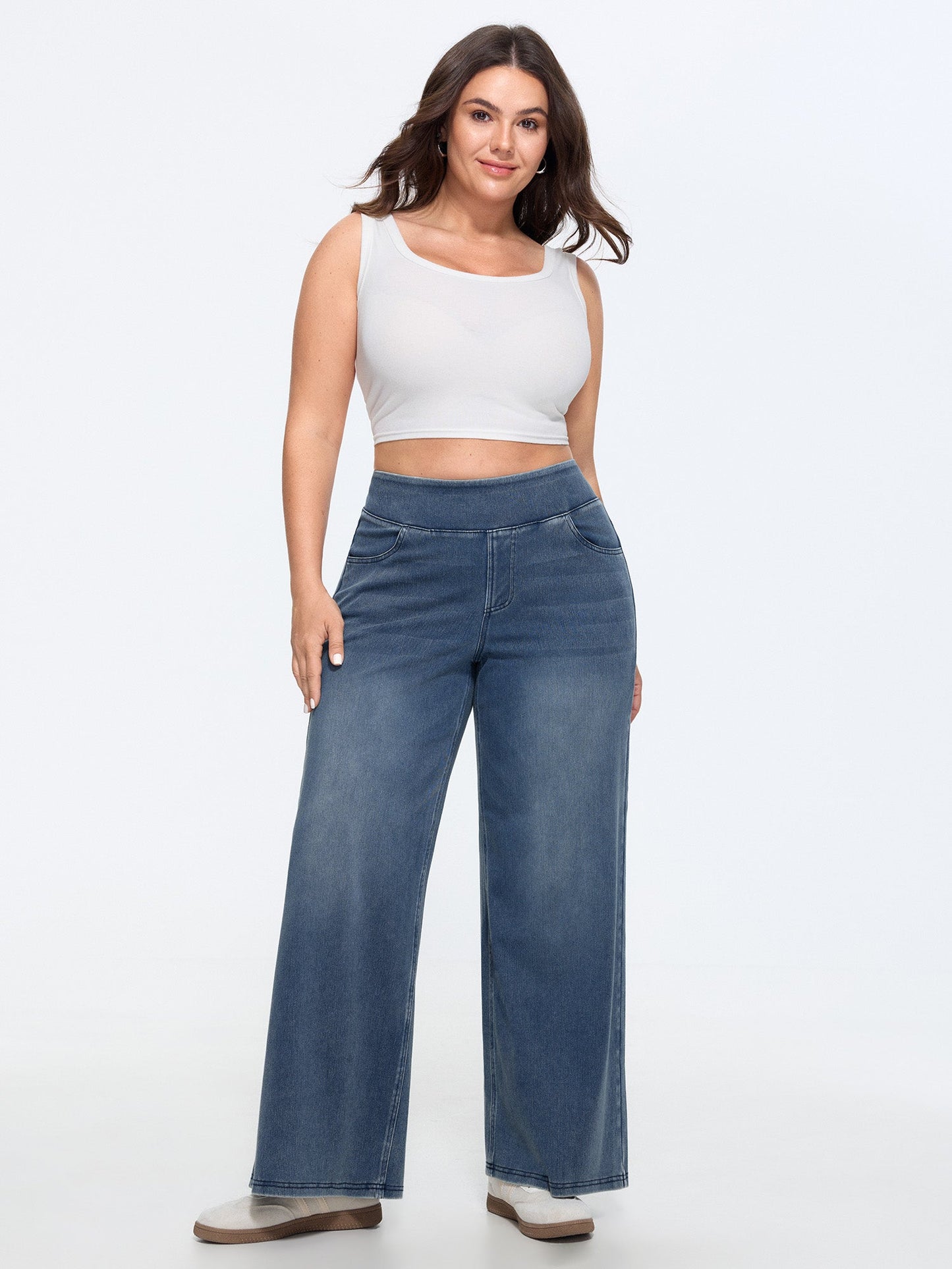🔥 MAJOR SALE-Stretchy Pull-On Wide-Leg Knit Jeans
