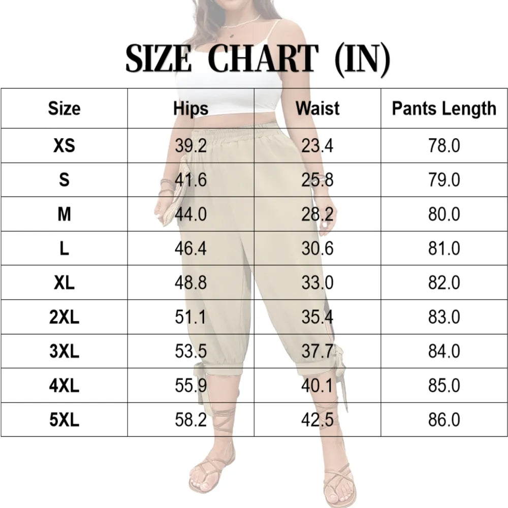 ⏰Last day promotion！Casual Plus Size Plain Capri Pants Elastic Waist Trousers with Side Slit