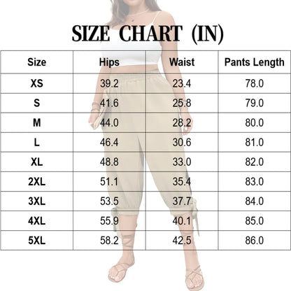 ⏰Last day promotion！Casual Plus Size Plain Capri Pants Elastic Waist Trousers with Side Slit