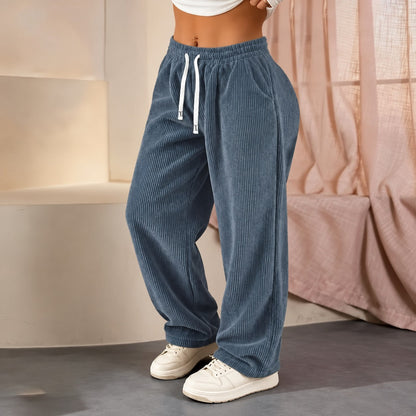 Bestseller 🏆 Einfarbige Cordhose für Damen mit geradem Bein