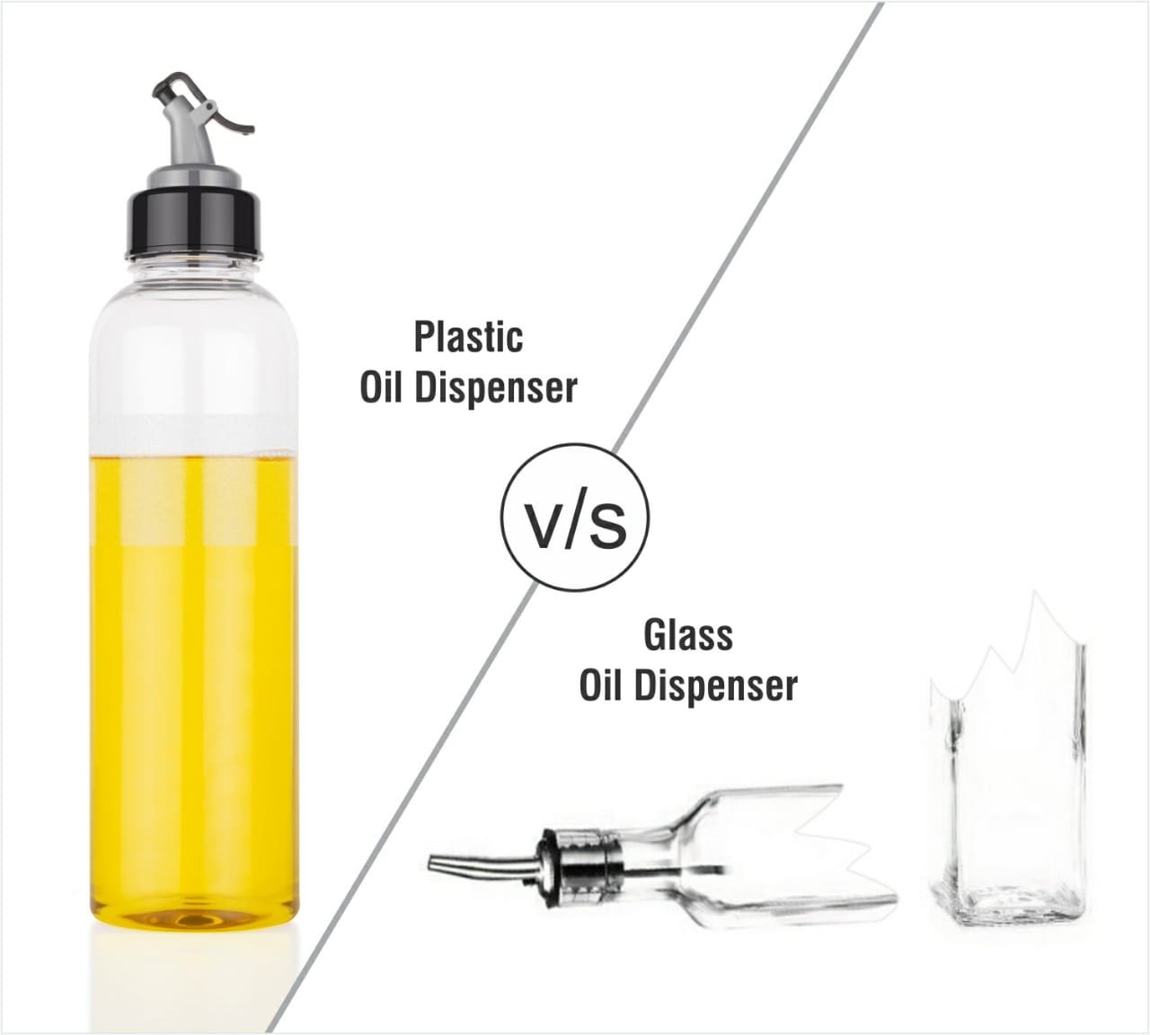 1L Oil Dispenser with Lid & Drip-Free Spout (Plastic)