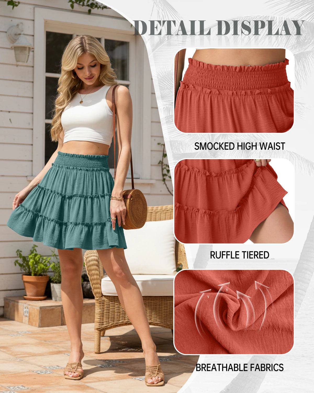 Lepunuo Women's Boho Floral Skorts with Pockets and Ruffles