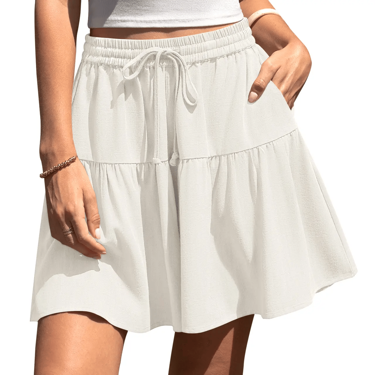 🔥Women's High Waist Drawstring Tiered Skort