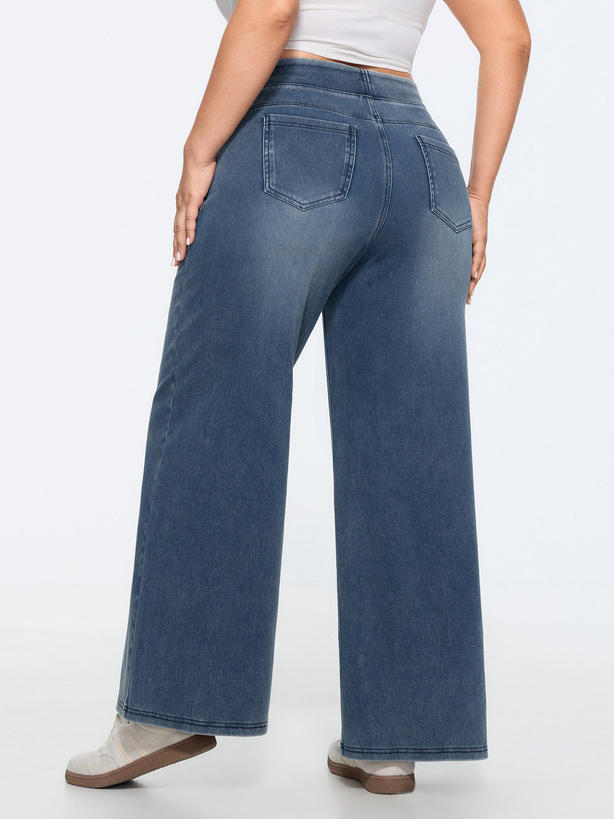 🔥 MAJOR SALE-Stretchy Pull-On Wide-Leg Knit Jeans