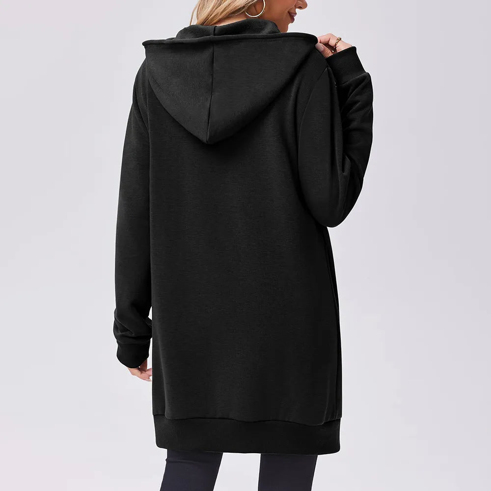 Women Zip Up Fleece Tunic Sweatshirt Long Hoodie🔥