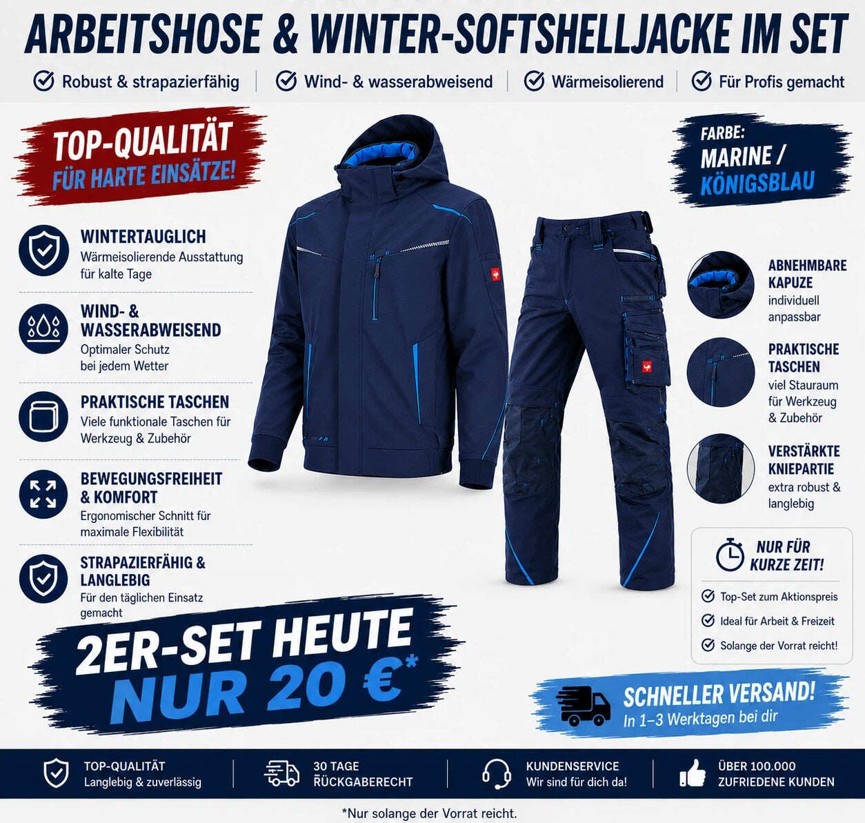 Offizieller Markenshop-Softshelljacke Bundhose Set