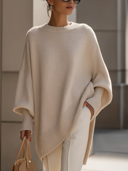 Draped Oversized Wide-Neck Sweater