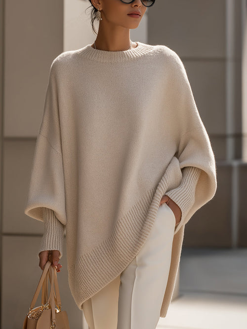 Draped Oversized Wide-Neck Sweater