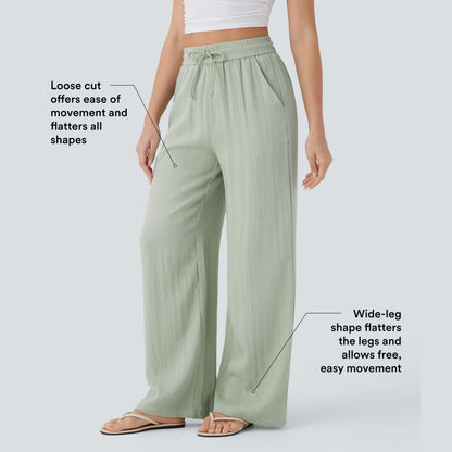 Drawstring Wide Leg Casual Pants