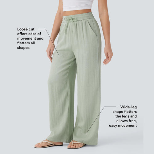 Drawstring Wide Leg Casual Pants