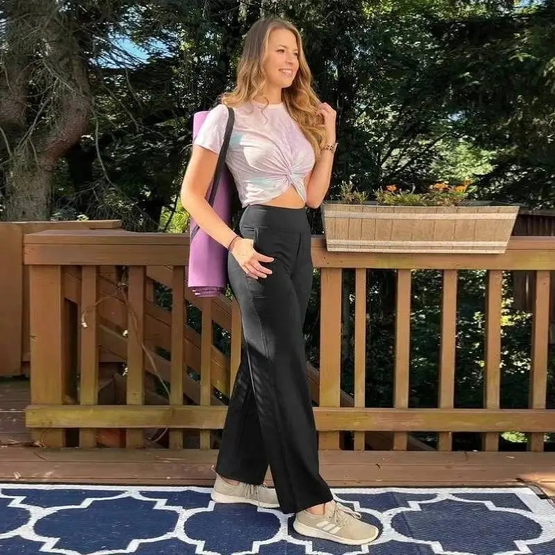 💚Women’s High-Waist Wide Leg Pants – Business Casual Yoga Dress Pants with Pockets