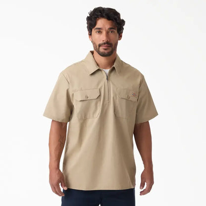 1/4 Zip Work Shirt - Relaxed Fit, Breathable Workwear