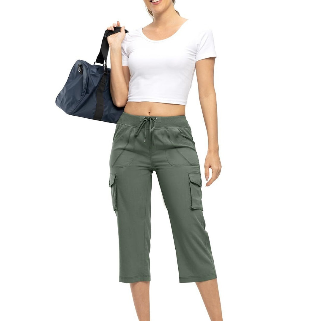 🔥Last day promotion-Women’s Loose Fit Lightweight Capri Cargo Pants – Casual 3/4 Trousers with 6 Pockets