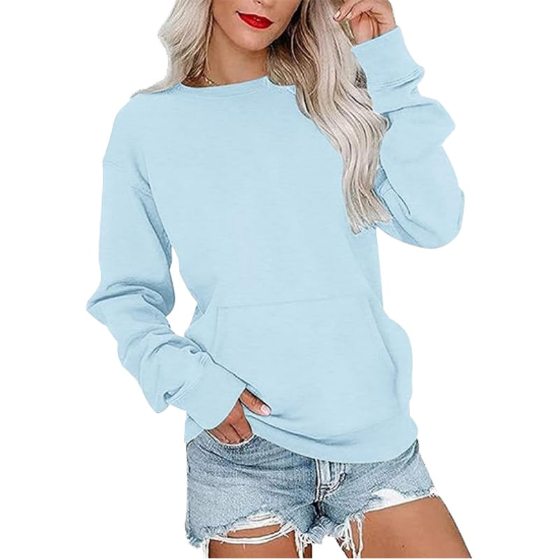 🎉Women's Oversized Crewneck Sweatshirt Long Sleeves Top with Pocket