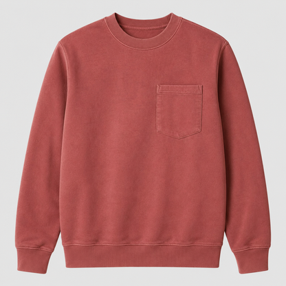 Vintage Washed Unisex Pocket Crewneck Sweatshirt