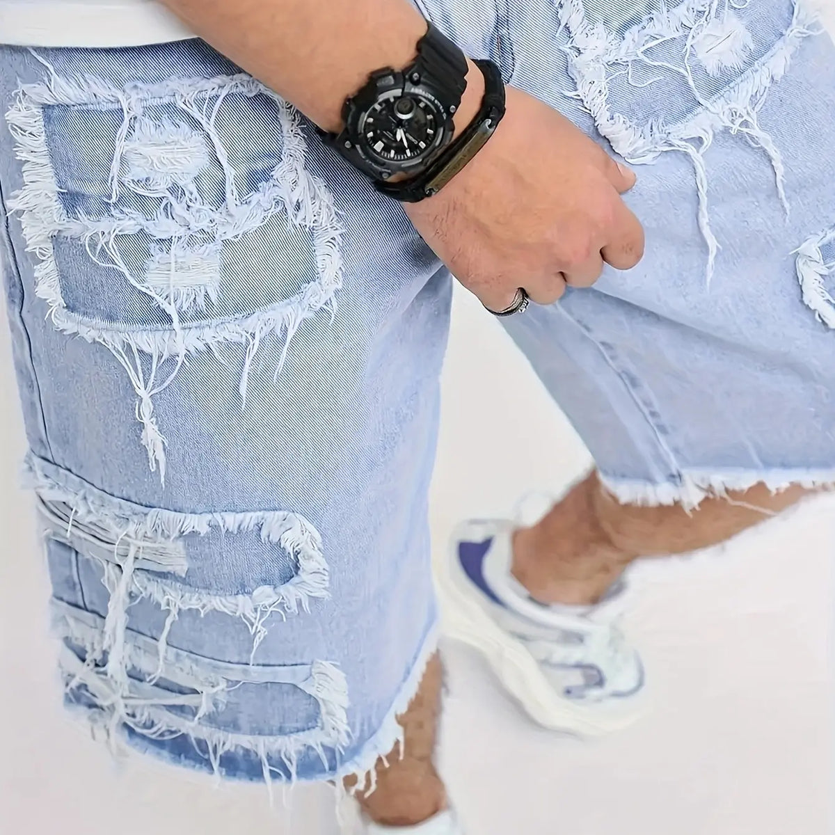 ⚡FINAL SALE⚡Raw Hem Denim Shorts with Rips – Edgy Urban Casual Warm-Weather Essential