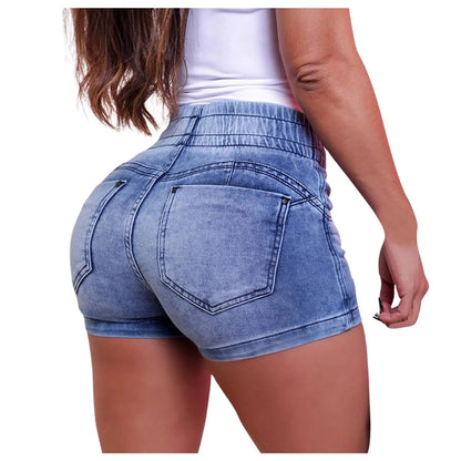 🔥LAST DAY SALE-Women’s High-Waisted Denim Shorts – Comfortable Stretch Fit with Adjustable Waist