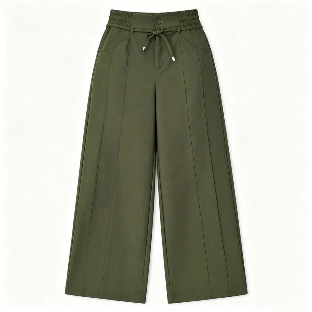 Women's Wide Leg Vertical Line Pleated Pants
