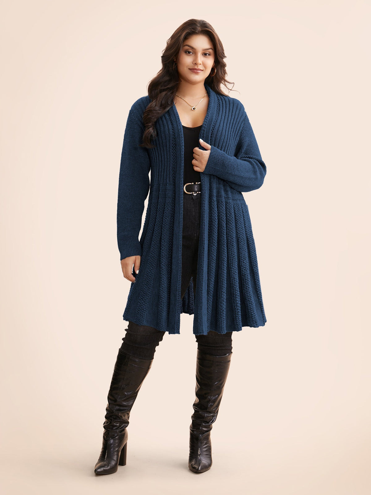 🔥 MAJOR SALE-Women’s Textured Long Cardigan – Relaxed Kimono-Style Open Front Sweater
