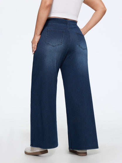 🔥 MAJOR SALE-Stretchy Pull-On Wide-Leg Knit Jeans