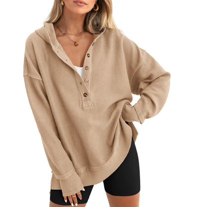 Oversized V-Neck Hoodie Soft Cozy Perfectly Relaxed Sweatshirt
