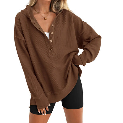 🔥Oversized V-Neck Hoodie – Side Slit Pullover