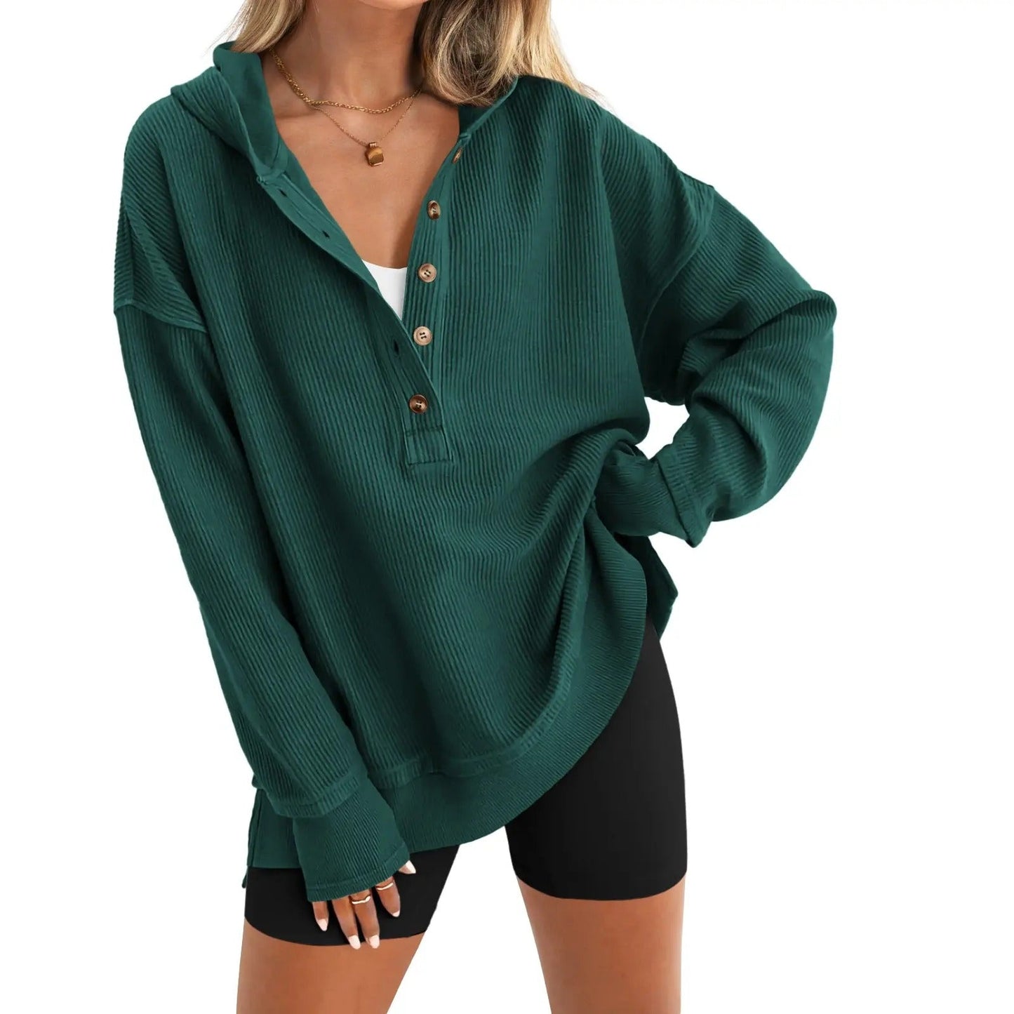 Oversized V-Neck Hoodie Soft Cozy Perfectly Relaxed Sweatshirt