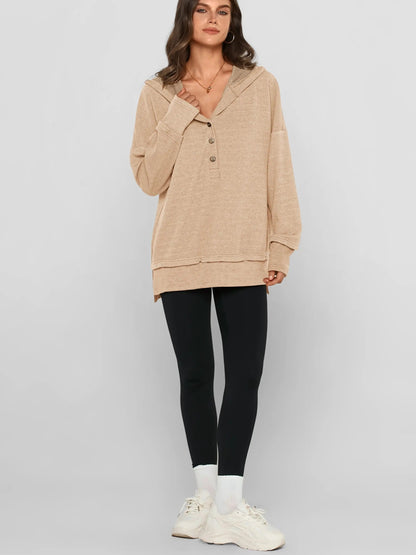 Oversized V-Neck Hoodie Soft Cozy Perfectly Relaxed Sweatshirt
