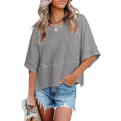 Women's Oversized Batwing Half Sleeve T-Shirt Casual Crewneck Flowy Loose Fit Minimalist Top