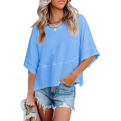 Women's Oversized Batwing Half Sleeve T-Shirt Casual Crewneck Flowy Loose Fit Minimalist Top