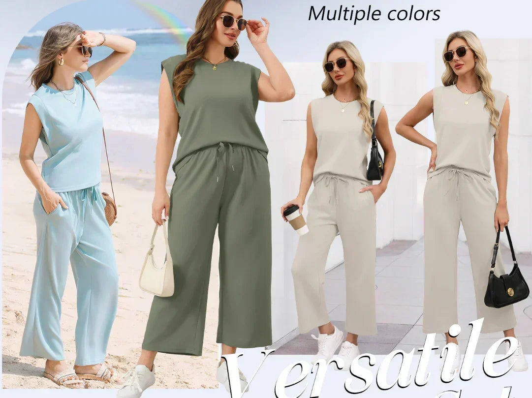 💕 Hot Sale 🔥New Women's Sleeveless Top & Wide-Leg Pants 2-Piece Set