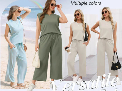 💕 Hot Sale 🔥New Women's Sleeveless Top & Wide-Leg Pants 2-Piece Set
