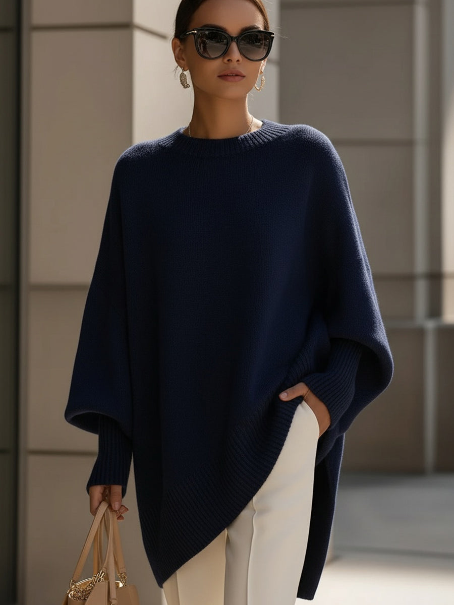 Draped Oversized Wide-Neck Sweater