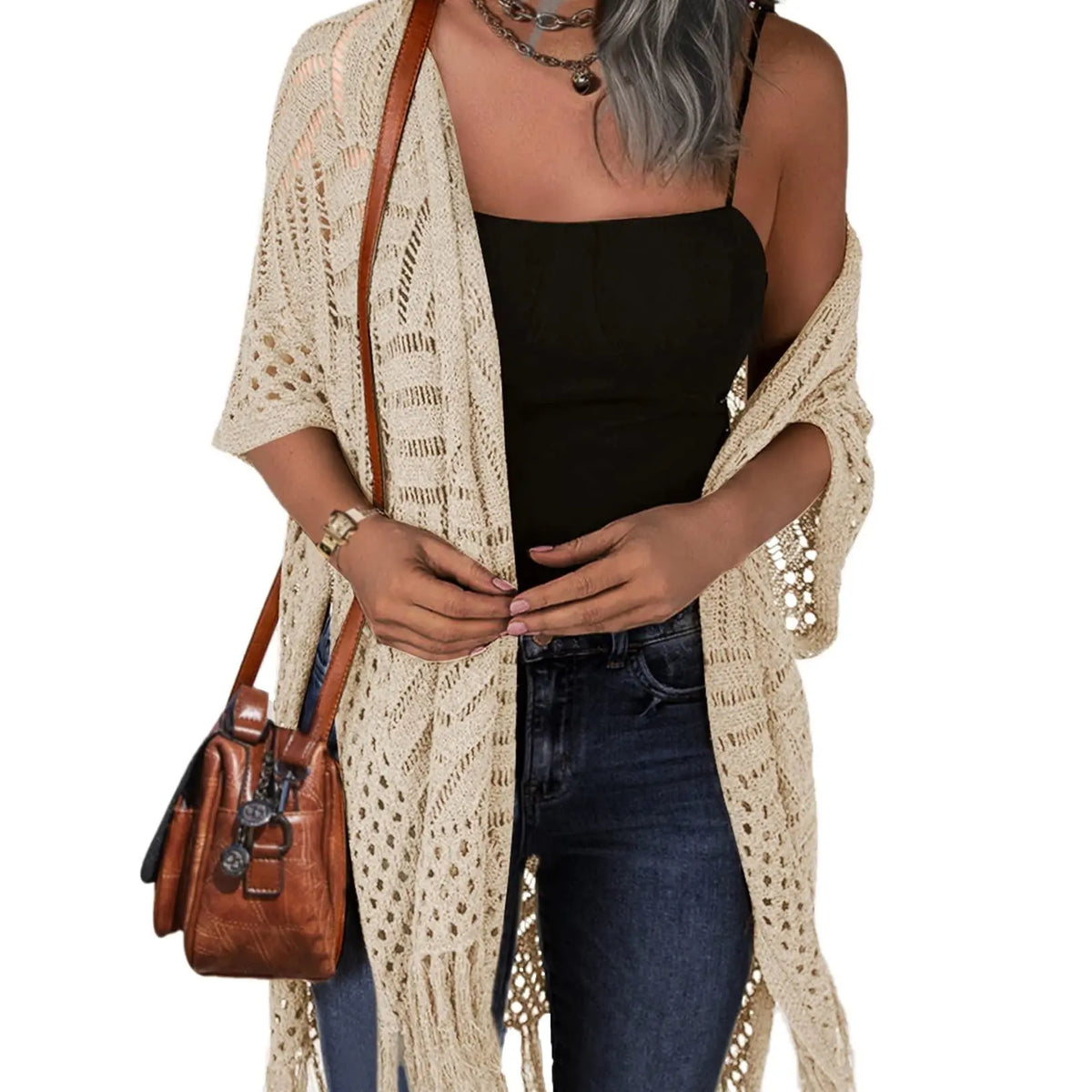 Womens Knit Cardigan Oversized Open Front Outwear New Spring & Summer Hollow Out（dan）