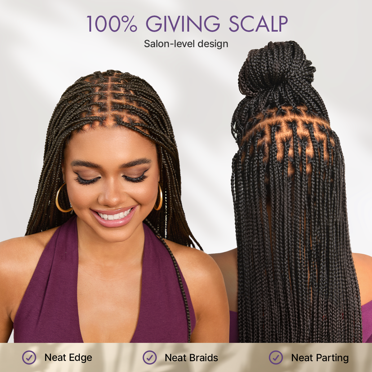 🔥Last Day: 58% Off🔥 Salon Braids HD Lace Knotless Wig