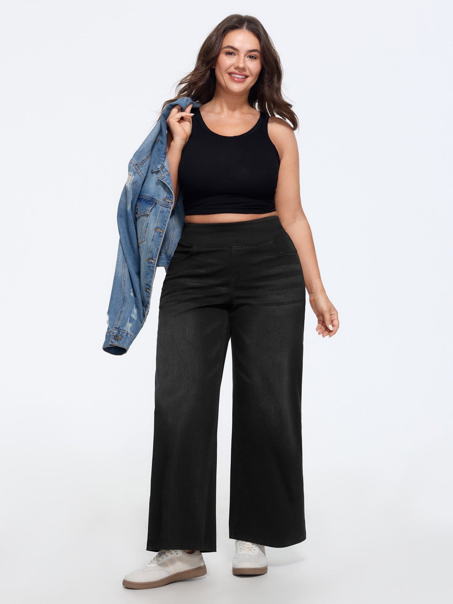 🔥 MAJOR SALE-Stretchy Pull-On Wide-Leg Knit Jeans