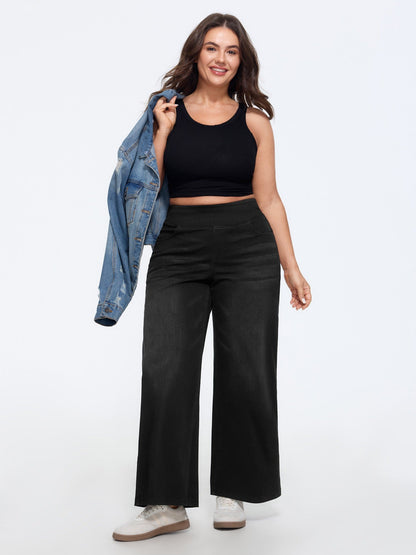 🔥 MAJOR SALE-Stretchy Pull-On Wide-Leg Knit Jeans