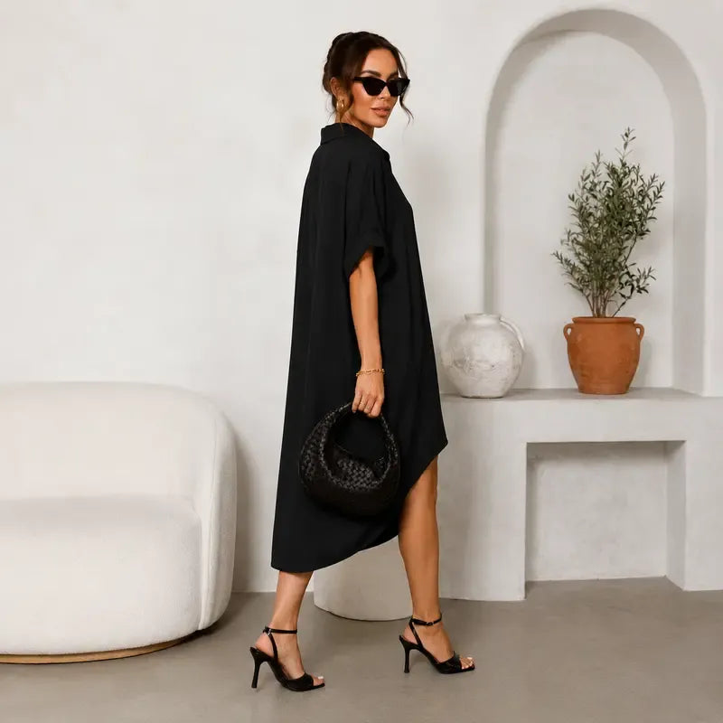 Women Sexy Black Shirt Dress
