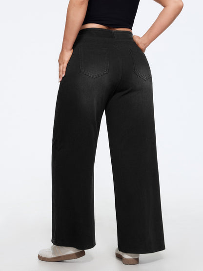 🔥 MAJOR SALE-Stretchy Pull-On Wide-Leg Knit Jeans